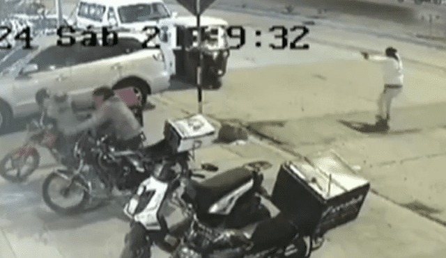 Sujeto dispara a mototaxi en plena vía pública. Foto: captura de video de seguridad