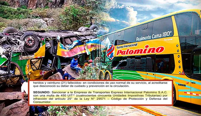 Empresa de Transportes Palomino protagonizó una volcadura luego de que sus choferes solo descansaran 4 horas. Foto: composición LR/Indecopi