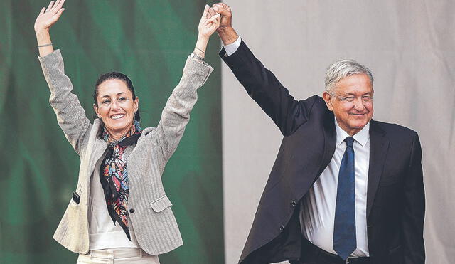 Aliados. La candidata Claudia Sheinbaum se ha visto favorecida por la popularidad de AMLO y su injerencia en la campaña. Foto: AFP
