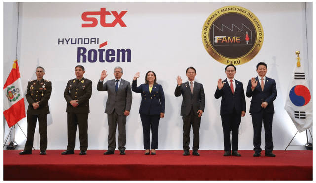 El lunes en la noche fue la suscripción del convenio entre FAME y STX Corporation-Hyundai Rotem para la fabricación de blindados 8x8,. No hubo licitaciíon.