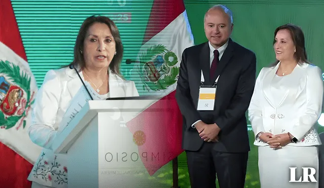 Presidenta Dina Boluarte hace llamado a la paz para atraer inversiones al Perú. Foto: composición LR/Dina Boluarte/XV Encuentro Internacional de Minería