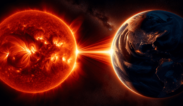Representación de impacto del Sol sobre la Tierra. Foto: IA/LR