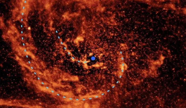 Este es el remolino del agujero negro al centro de Andrómeda que se alimenta de enormes cantidades de materia. Foto: NASA/Spitzer