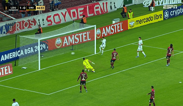 Universitario pierde 2-0 ante LDU en Quito. Foto: captura de ESPN