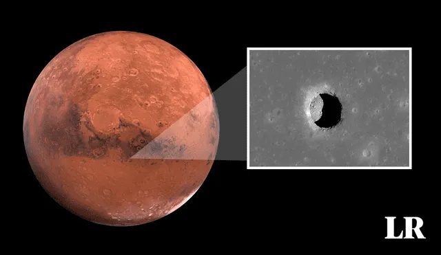 Aún no se sabe qué hay debajo del pozo de 100 metros encontrado por la NASA. Foto: composiciónLR/Jazmin Ceras/Astrogeology/NASA