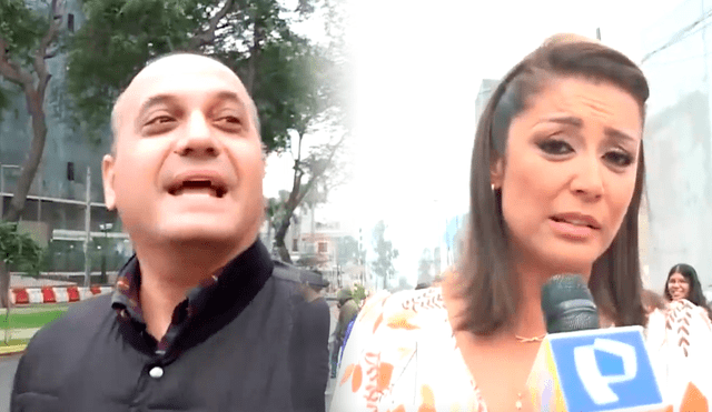 'Metiche' no dudó en llamar a Karla Tarazona y Christian Domínguez durante el Simulacro de Sismos en los exteriores de Panamericana Televisión. Foto: Captura Panamericana TV