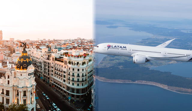 Según Cirium, la ruta Bogotá-Madrid representó el 4,9% de la oferta de asientos para diciembre de 2023, consolidándose como la ruta más importante entre Latinoamérica, el Caribe y Europa. Foto: Composición LR/Expedia/Latam Airlines