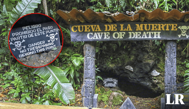En la entrada de la cueva, se puede leer un letrero que dice: “¡Peligro! Prohibido el paso más allá de este punto”. Foto: composición Fabrizio Oviedo LR / Recreo Verde