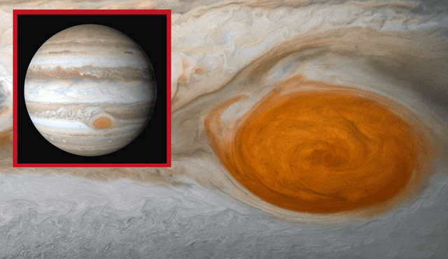 La Gran Mancha Roja de Júpiter se encuentra en el hemisferio sur del planeta. Foto: composición LR/NASA