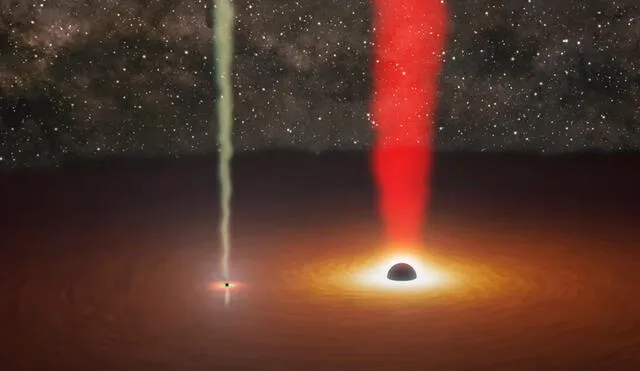 Varios grupos de investigación ya han confirmado la teoría de que hay 2 agujeros negros en el centro de la galaxia lejana OJ 287. Foto: NASA/JPL–Caltech/R. Hurt (IPAC) y M. Mugrauer (AIU Jena)