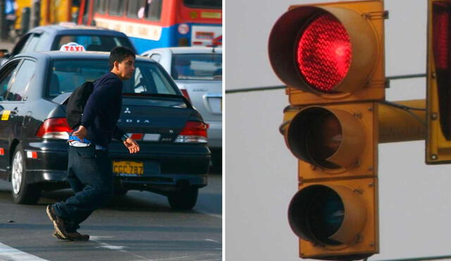 Según el Sistema Administración Tributaria (SAT), cruzar la pista con semáforo en rojo se considera una infracción "muy grave". Foto: composición LR/Andina