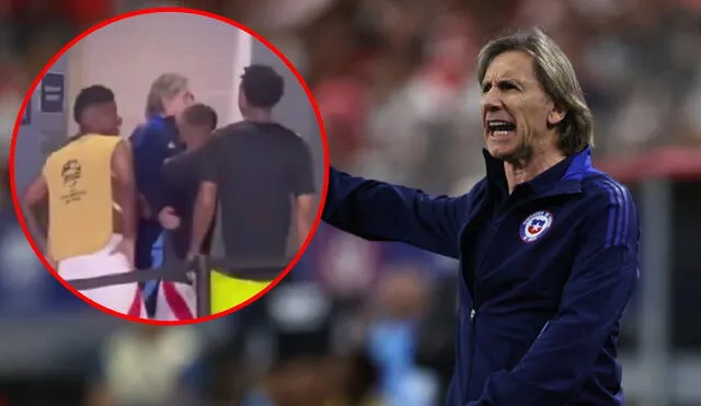 Ricardo Gareca se acercó al vestuario peruano cuando finalizó el partido por Copa América. Foto: captura/DSports/AFP