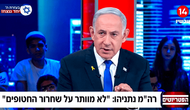 Esta es la primera vez desde el 7 de octubre que Benjamín Netanyahu ofrece una entrevista al medio hebreo "Los patriotas" del Channel 14. Foto: AFP