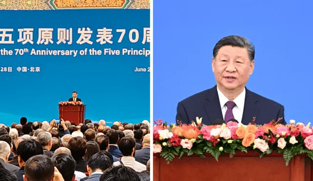 Xi Jinping señaló que los Cinco Principios de Coexistencia Pacífica han contribuido a establecer puentes entre países de diferentes continentes. Foto: Composición LR/Francisco Claros/La República/Xinhua