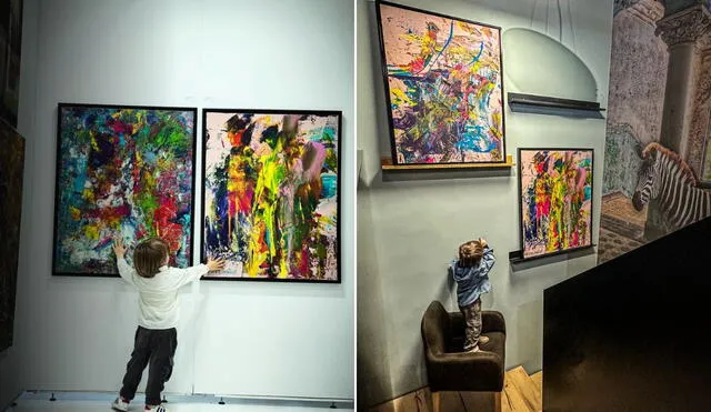 ¿Quién es Laurent Schwarz?: el niño de dos años que vende pinturas de hasta 7.000 dólares para coleccionistas. Foto: Composición LR Laurents Art.