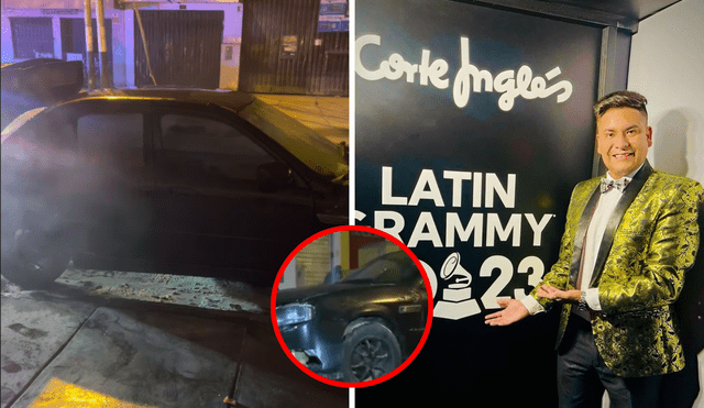 Alan Márquez, cantante de cumbia, denuncia que extorsionadores quemaron su vehículo por la noche. Foto: composición LR/Instagram Alan Márquez/Latina