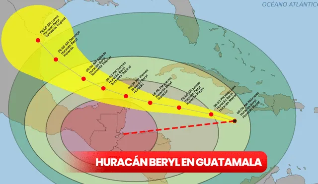 El huracán Beryl pasará por Guatemala y se dirigirá hasta México. Foto: composición LR/ INSIVUMEH