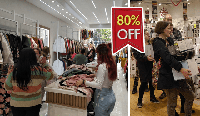 Todos los fines de semana, un centro comercial ubicado en San Juan de Miraflores remata prenda y calzados de marca. Foto: composición LR/Clarín/Getty Images