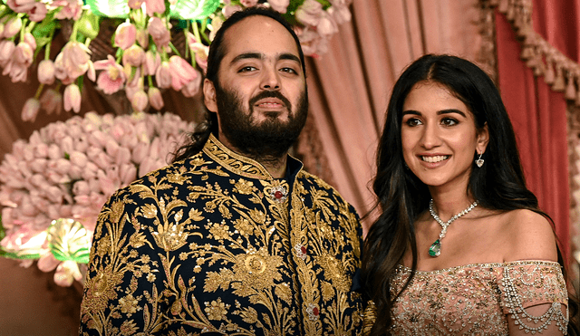 Anant Ambani y Radhika Merchant se casarán este fin de semana, entre el 12 y el 14 de julio en Bombay. Foto: AFP