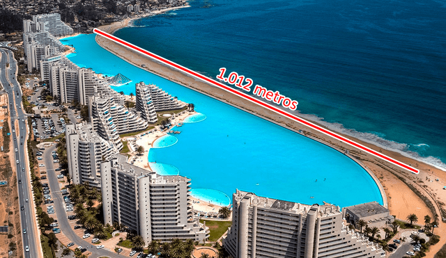 Con su extensión de más de un kilómetro, esta piscina es capaz de simular un entorno marino ideal para la natación, el kayak y la vela. Foto: Composición LR/Crystal-Lagoons.