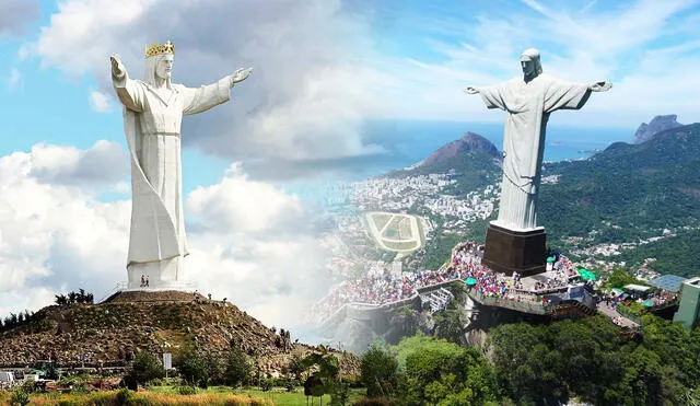 Con una altura total de 52 metros, la estatua de Cristo Rey en Świebodzin se destaca no solo por su tamaño, sino también por su simbolismo y controversias. Foto: composición LR/Grupo Cataratas/Wikipedia