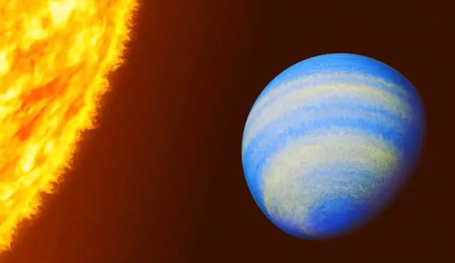 Representación del planeta HD 189733 b, un gigante gaseoso ubicado a 64 años luz de la Tierra. Foto: Universidad Johns Hopkins
