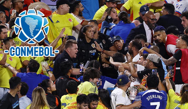 Los hinchas de Colombia fueron atacados por jugadores de Uruguay al final del partido. Foto: composición de LR/AFP