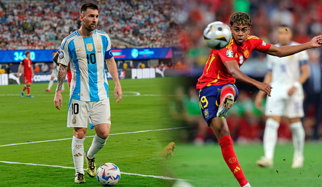 Lionel Messi podría jugar un único partido frente la figura del momento: Lamine Yamal. Foto: composición LR/AFA/Euro