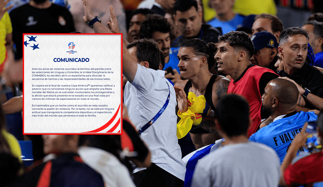 Conmebol se pronunció tras los actos en el Uruguay vs. Colombia. Foto: composición LR/AFP/Conmebol