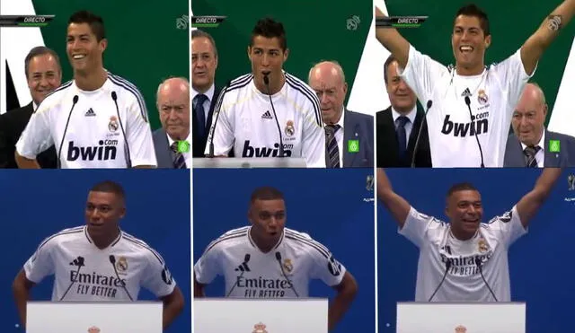 Kylian Mbappé estuvo acompañado de sus padres y los niños de su fundación en esta presentación en el Bernabéu. Foto: composición LR/captura X