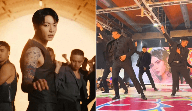 Los chambelanes mexicanos impactan con sus pasos de baile al mismo estilo k-pop. Foto: composición LR/HYBE/captura TikTok/Interdacevals1