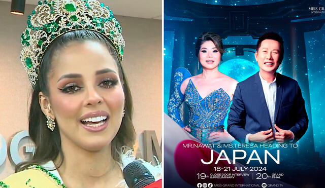 Mr. Nawat, presidente del Miss Grand International, y su vicepresidenta viajarán a Japón para cumplir con el evento en el que no se incluyó a Luciana Fuster. Foto: composición LR/Captura América TV/Instagram/Miss Grand International