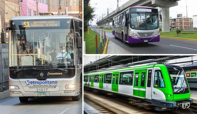 El Metropolitano será el transporte público que cambiará en mayoría su horario para el día 23 de julio. Foto: composición LR/Andina/Corredor Morado/Línea 1.