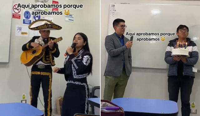 Estudiantes celebraron el cumpleaños de docente y generaron controversia en redes. Foto: composición LR/ TikTok - Video: TikTok