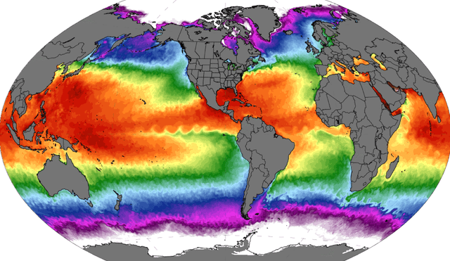 Climate Reanalyzer recopila información de las temperaturas de los océanos desde 1981. Foto: Climate Reanalyzer