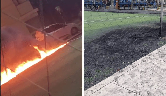 Padre de familia incendió campo deportivo. Foto: composición LR.