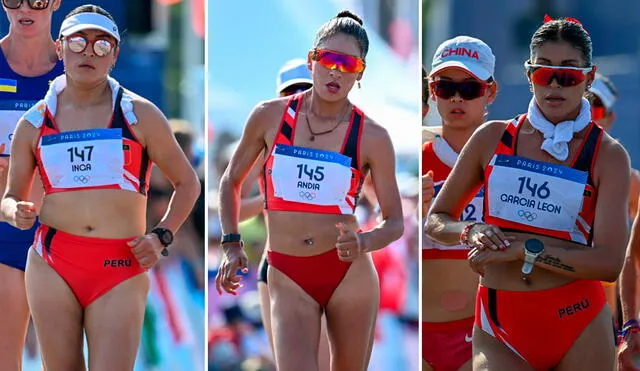 Evelyn Inga, Mary Luz Andía y Kimberly García fueron las representantes peruanas en marcha atlética femenina. Foto: Team Perú