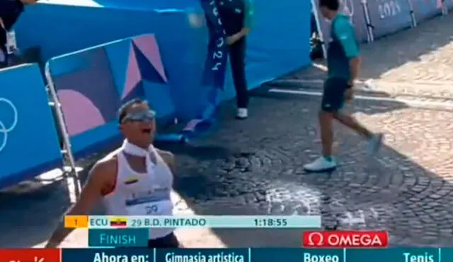 Daniel Pintado consiguió el primer lugar en la marcha de 20 km de los Juegos Olímpicos París 2024. Foto: captura/Claro Sports