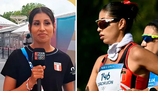 Kimberly García culminó en la casilla 16 de la marcha 20km en los Juegos Olímpicos. Foto: captura Team Perú/AFP