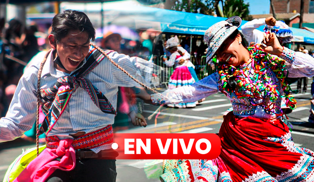 Cientos de comparsas desfilan por el aniversario de Arequipa. Foto: Andina