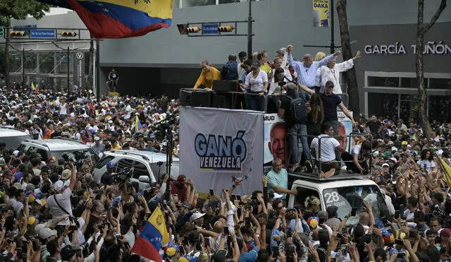 Sin miedo. María Corina Machado y Edmundo González lideraron la manifestación realizada en Caracas contra el fraude electoral de Nicolás Maduro.