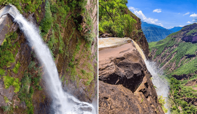 La cascada con agua que "cae hacía arriba" se encuentra en Los Santos, Santander. Foto: Composición LR/Visite Santander/RedBus