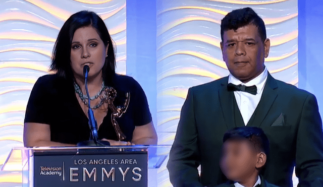 Claudia Cisneros y Javier Solano en los premios Emmy. Foto: Premios Emmy de Los Ángeles