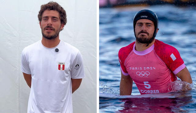 Alonso Correa quedó en la cuarta posición del surf en París 2024. Foto: composición LR/Comité Olímpico Peruano