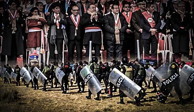 Deslucida ceremonia por el aniversario de la batalla de Junín. (Foto composición: La República).