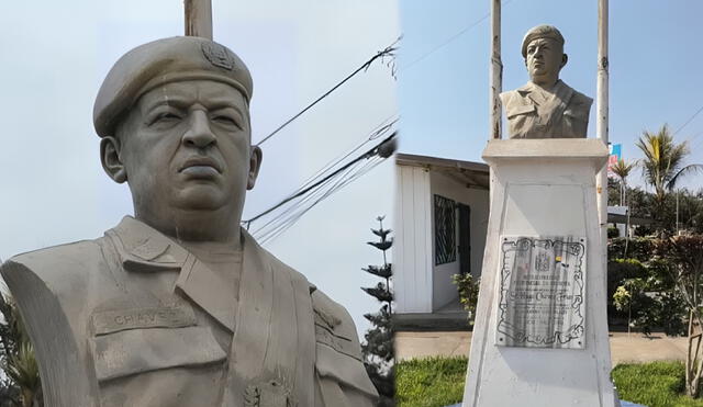 Busto de Chávez fue erigido como un reconocimiento a la ayuda humanitaria que brindó durante la catástrofe ocurrida el 15 de agosto de 2007, en Ica. Foto: composición LR / X.