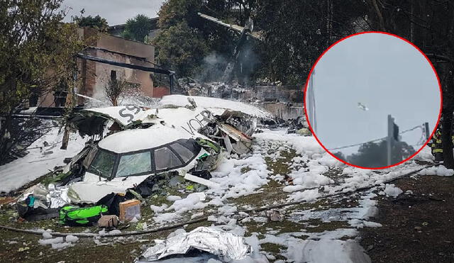 El avión se estrelló en el patio trasero de una residencia en el barrio de Capela, dentro de un condominio en Vinhedo.  Foto: composición LR/Globo