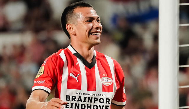 El 'Chucky' Lozano ingresó al campo en el segundo tiempo y alargó la ventaja del PSV. Foto: PSV