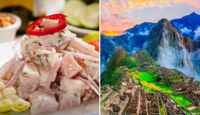 El ceviche y Machu Picchu son los máximos representantes de la gastronomía y el turismo peruano, respectivamente. Foto: composición LR/TheXperience/Perú Travel