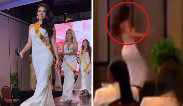 'Miss grand perú 2024': una de las candidatas cayó de las escaleras. Foto: composición LR/ TikTok/ Instagram